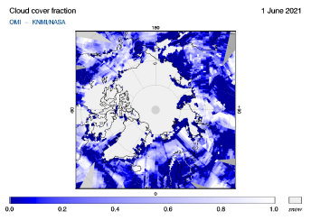 OMI - Cloud cover fraction of 01 June 2021