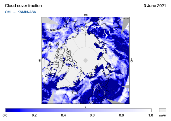 OMI - Cloud cover fraction of 03 June 2021