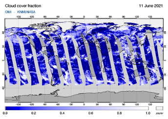 OMI - Cloud cover fraction of 11 June 2021
