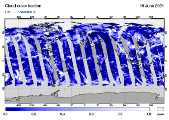 OMI - Cloud cover fraction of 19 June 2021