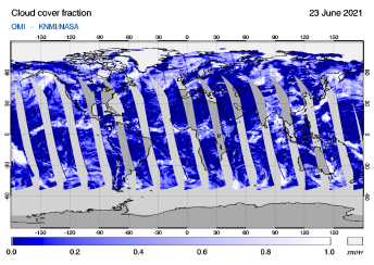 OMI - Cloud cover fraction of 23 June 2021