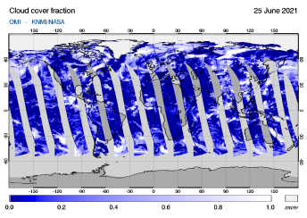 OMI - Cloud cover fraction of 25 June 2021