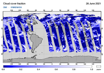OMI - Cloud cover fraction of 26 June 2021