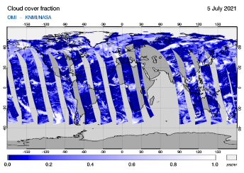 OMI - Cloud cover fraction of 05 July 2021
