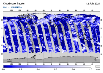 OMI - Cloud cover fraction of 12 July 2021