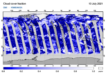 OMI - Cloud cover fraction of 13 July 2021