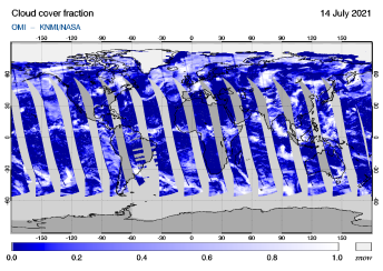 OMI - Cloud cover fraction of 14 July 2021