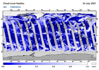 OMI - Cloud cover fraction of 24 July 2021