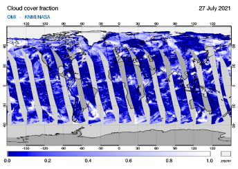 OMI - Cloud cover fraction of 27 July 2021