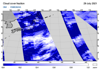 OMI - Cloud cover fraction of 29 July 2021