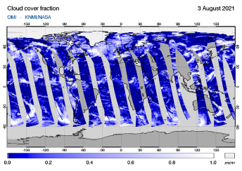 OMI - Cloud cover fraction of 03 August 2021