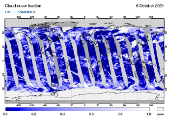 OMI - Cloud cover fraction of 06 October 2021