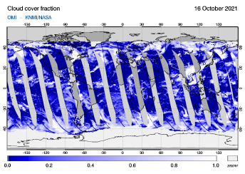 OMI - Cloud cover fraction of 16 October 2021