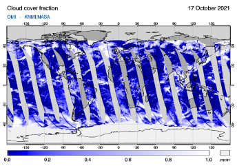 OMI - Cloud cover fraction of 17 October 2021