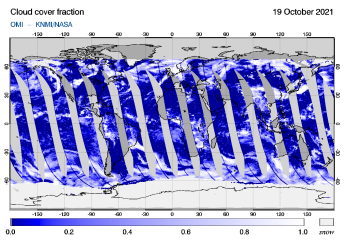 OMI - Cloud cover fraction of 19 October 2021
