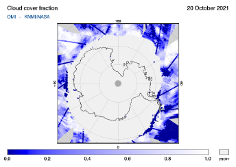 OMI - Cloud cover fraction of 20 October 2021