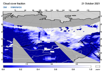 OMI - Cloud cover fraction of 21 October 2021