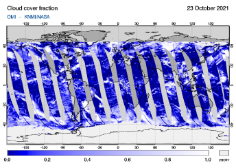 OMI - Cloud cover fraction of 23 October 2021
