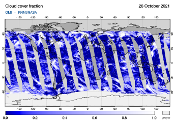 OMI - Cloud cover fraction of 26 October 2021