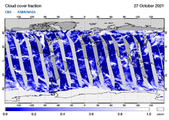 OMI - Cloud cover fraction of 27 October 2021