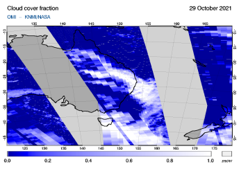 OMI - Cloud cover fraction of 29 October 2021