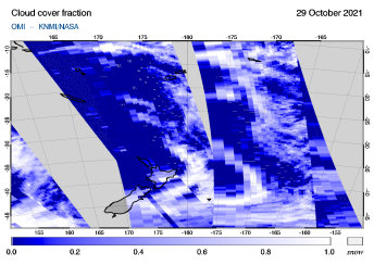 OMI - Cloud cover fraction of 29 October 2021