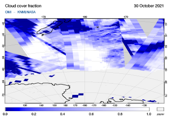 OMI - Cloud cover fraction of 30 October 2021