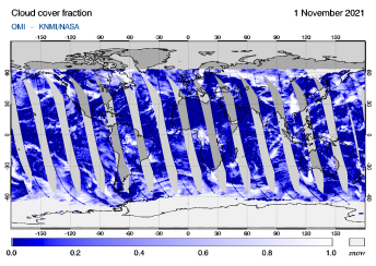 OMI - Cloud cover fraction of 01 November 2021