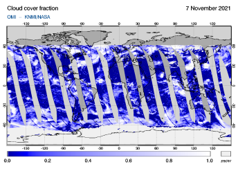 OMI - Cloud cover fraction of 07 November 2021