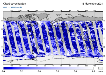OMI - Cloud cover fraction of 16 November 2021