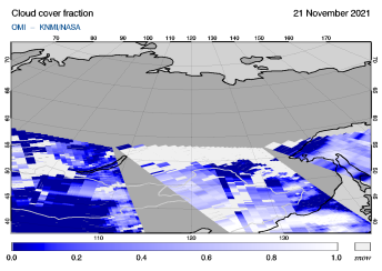 OMI - Cloud cover fraction of 21 November 2021