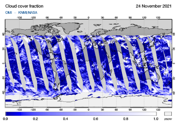 OMI - Cloud cover fraction of 24 November 2021