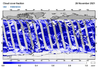 OMI - Cloud cover fraction of 26 November 2021