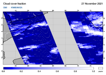 OMI - Cloud cover fraction of 27 November 2021
