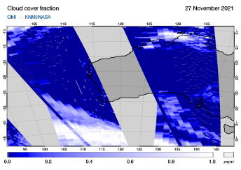 OMI - Cloud cover fraction of 27 November 2021
