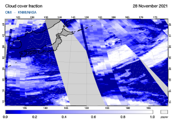 OMI - Cloud cover fraction of 28 November 2021