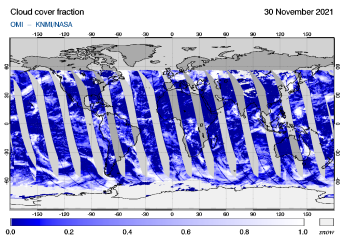 OMI - Cloud cover fraction of 30 November 2021