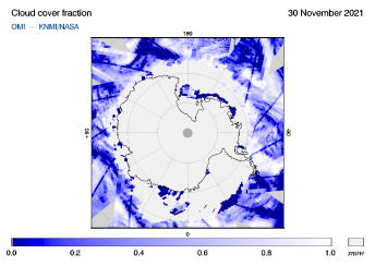 OMI - Cloud cover fraction of 30 November 2021