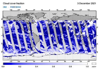 OMI - Cloud cover fraction of 03 December 2021