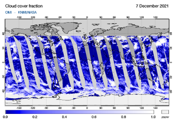 OMI - Cloud cover fraction of 07 December 2021
