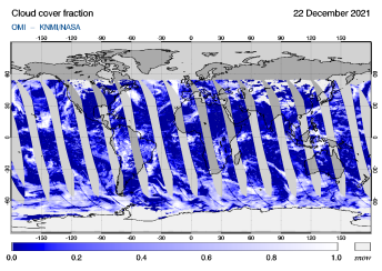 OMI - Cloud cover fraction of 22 December 2021