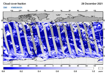 OMI - Cloud cover fraction of 28 December 2021