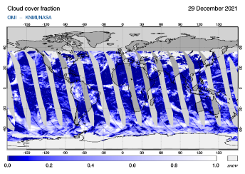 OMI - Cloud cover fraction of 29 December 2021