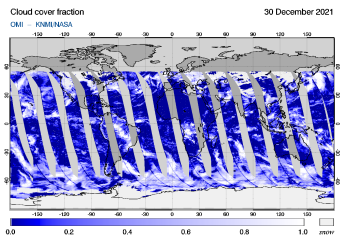 OMI - Cloud cover fraction of 30 December 2021