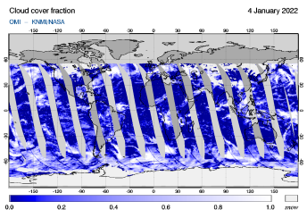 OMI - Cloud cover fraction of 04 January 2022