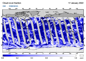 OMI - Cloud cover fraction of 17 January 2022