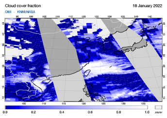 OMI - Cloud cover fraction of 18 January 2022