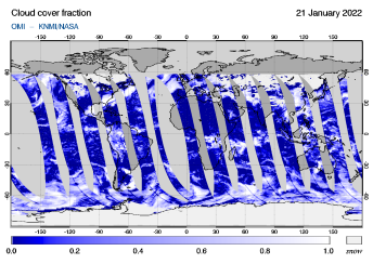 OMI - Cloud cover fraction of 21 January 2022