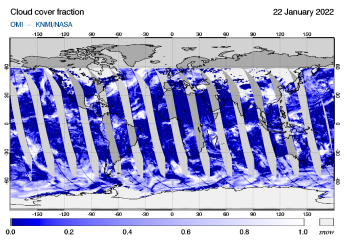 OMI - Cloud cover fraction of 22 January 2022