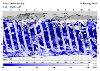 OMI - Cloud cover fraction of 27 January 2022